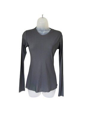 Petit Pois By Viviana G Sheer Gray Long Sleeve Nylon Top M